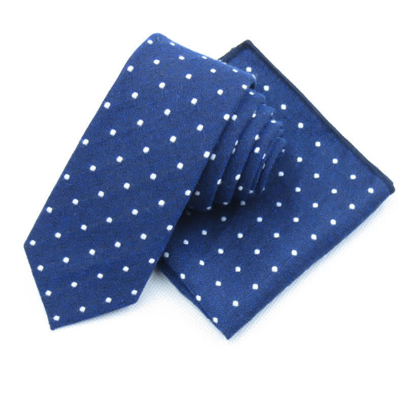 3-teiliges Herren-Krawattenset mit stilvoller Fliege und Punkten - Marine - Krawatte + Einstecktuch - image 12