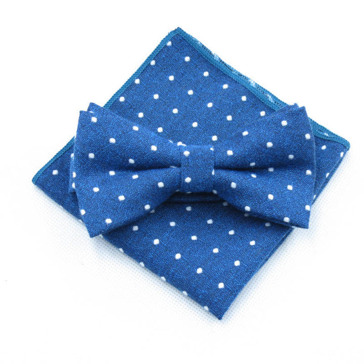 3-teiliges Herren-Krawattenset mit stilvoller Fliege und Punkten - Blau - Fliege + Einstecktuch - image 39