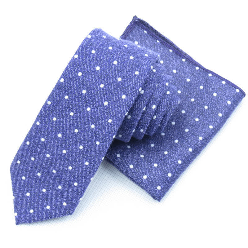 3-teiliges Herren-Krawattenset mit stilvoller Fliege und Punkten - Lila - Krawatte + Einstecktuch - image 28