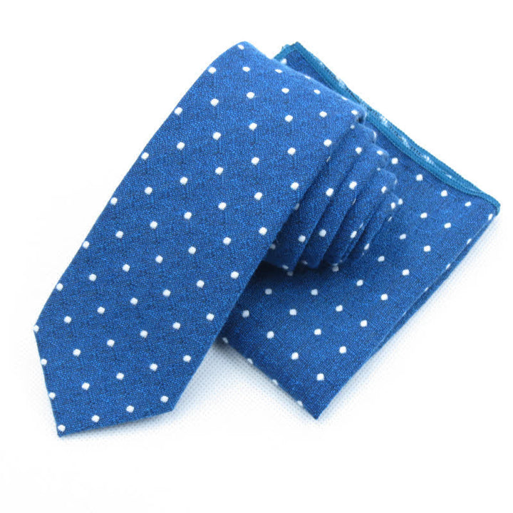 3-teiliges Herren-Krawattenset mit stilvoller Fliege und Punkten - Blau - Krawatte + Einstecktuch - image 38