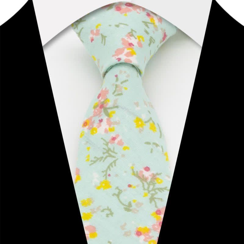 3-teiliges Krawattenset für Herren mit Blumen und Paisleymuster aus Baumwolle