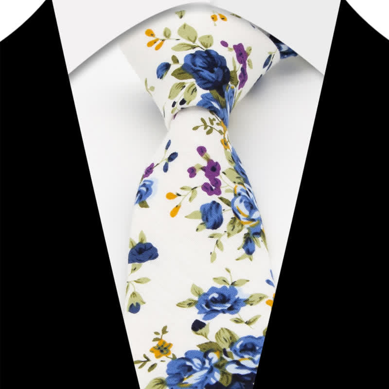 3-teiliges Krawattenset für Herren mit Blumen und Paisleymuster aus Baumwolle
