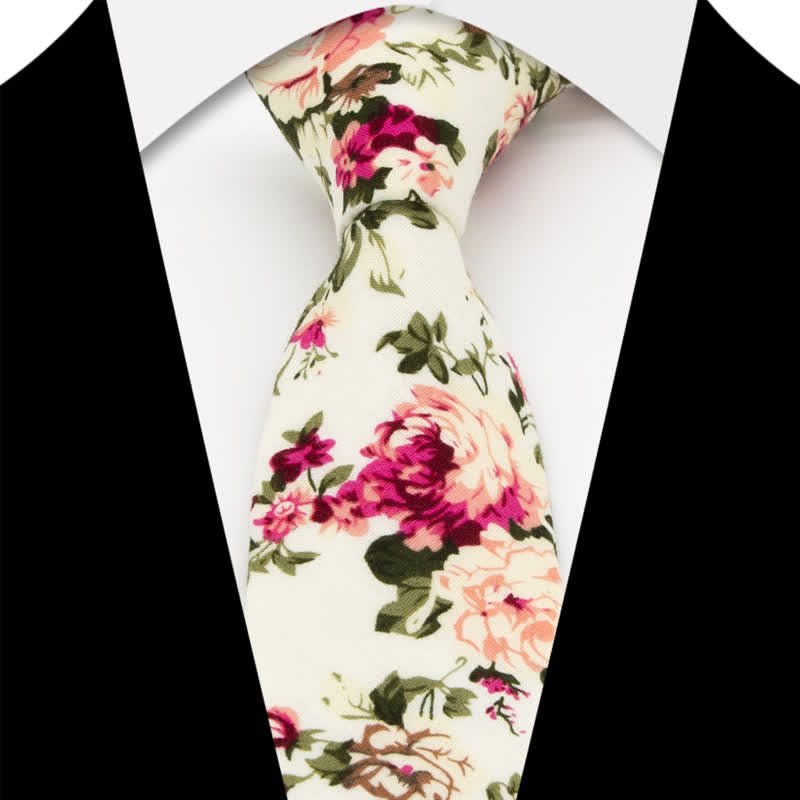 3-teiliges Krawattenset für Herren mit Blumen und Paisleymuster aus Baumwolle