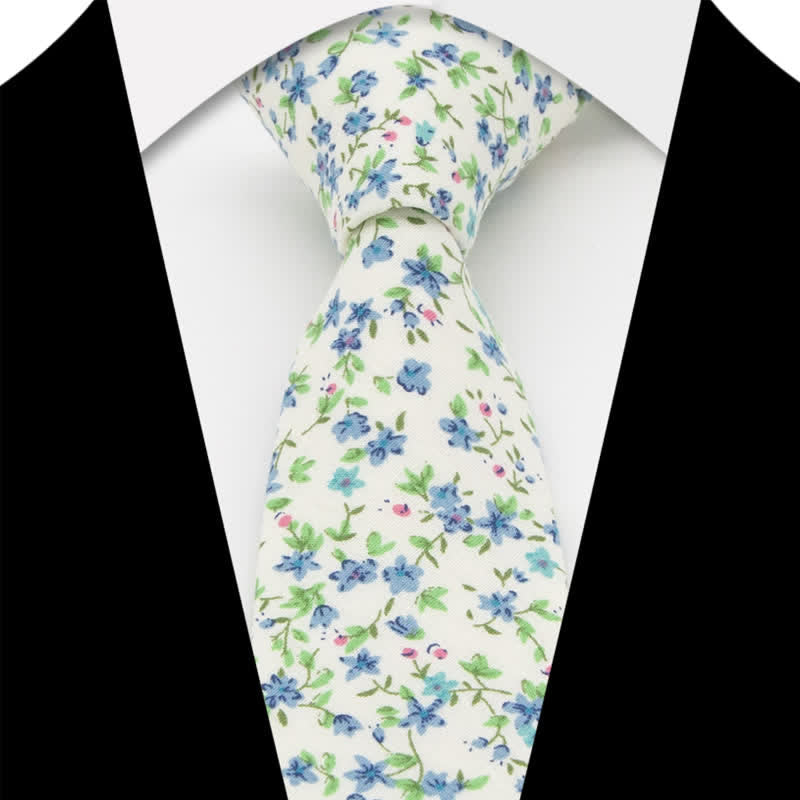 3-teiliges Krawattenset für Herren mit Blumen und Paisleymuster aus Baumwolle