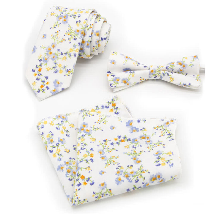 3-teiliges Krawattenset für Herren mit Blumen und Paisleymuster aus Baumwolle