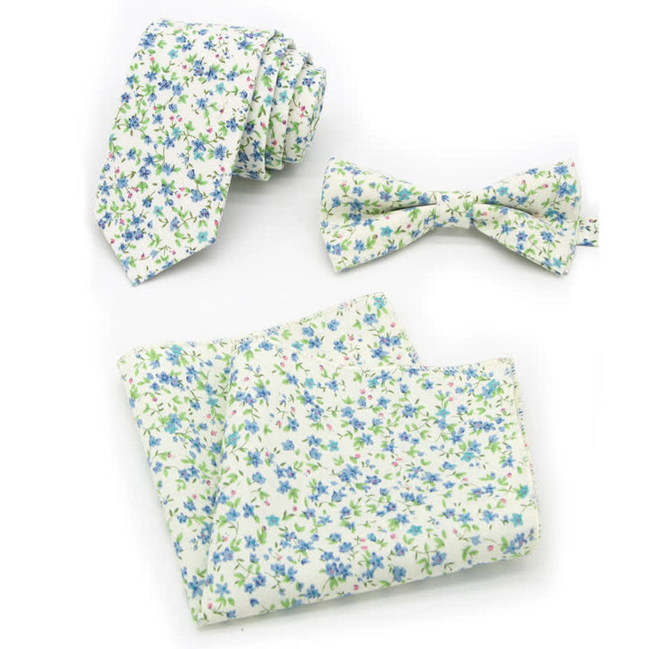 3-teiliges Krawattenset für Herren mit Blumen und Paisleymuster aus Baumwolle