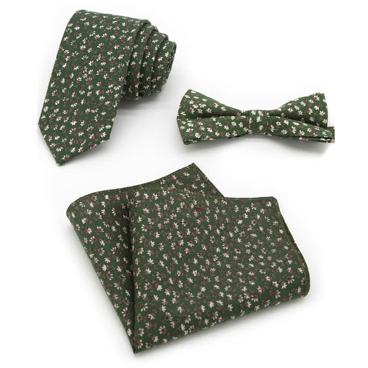 3-teiliges Krawattenset für Herren mit Blumen und Paisleymuster aus Baumwolle