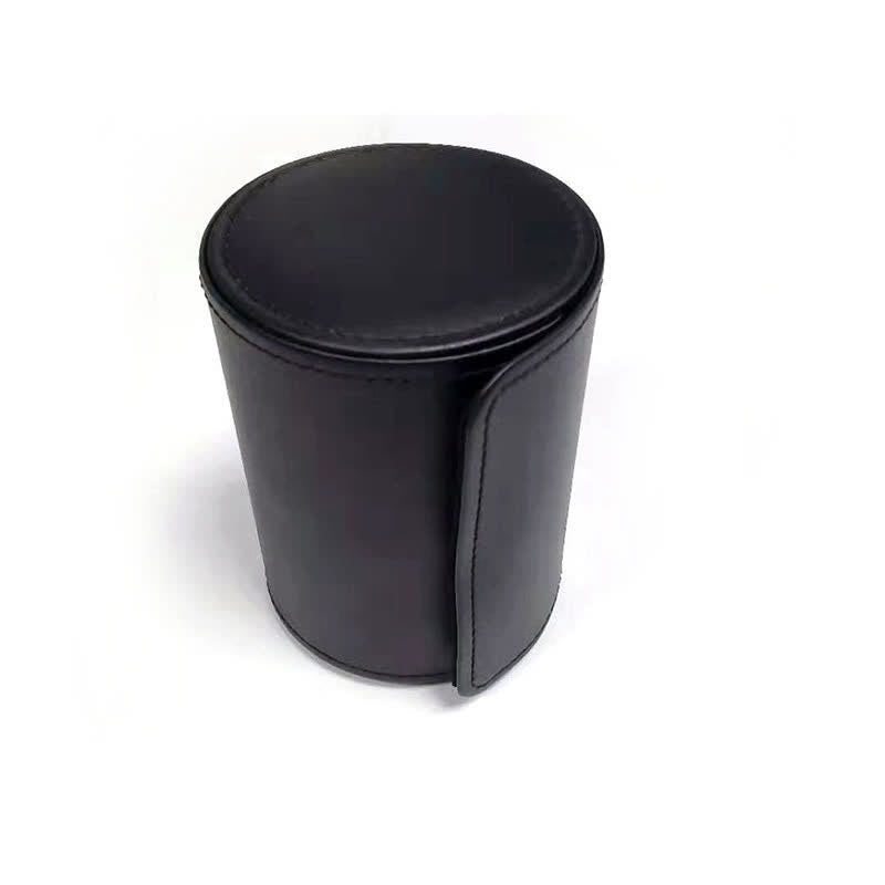Schwarzes, rundes Krawattenbox-Lederetui mit Magnetschnalle