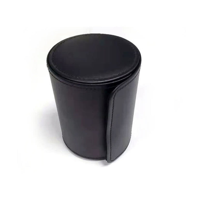 Schwarzes, rundes Krawattenbox-Lederetui mit Magnetschnalle