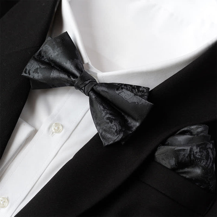 2-teiliges Set mit elegantem Einstecktuch und zweilagiger Fliege für Herren