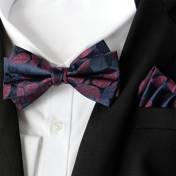 2-teiliges Set mit elegantem Einstecktuch und zweilagiger Fliege für Herren
