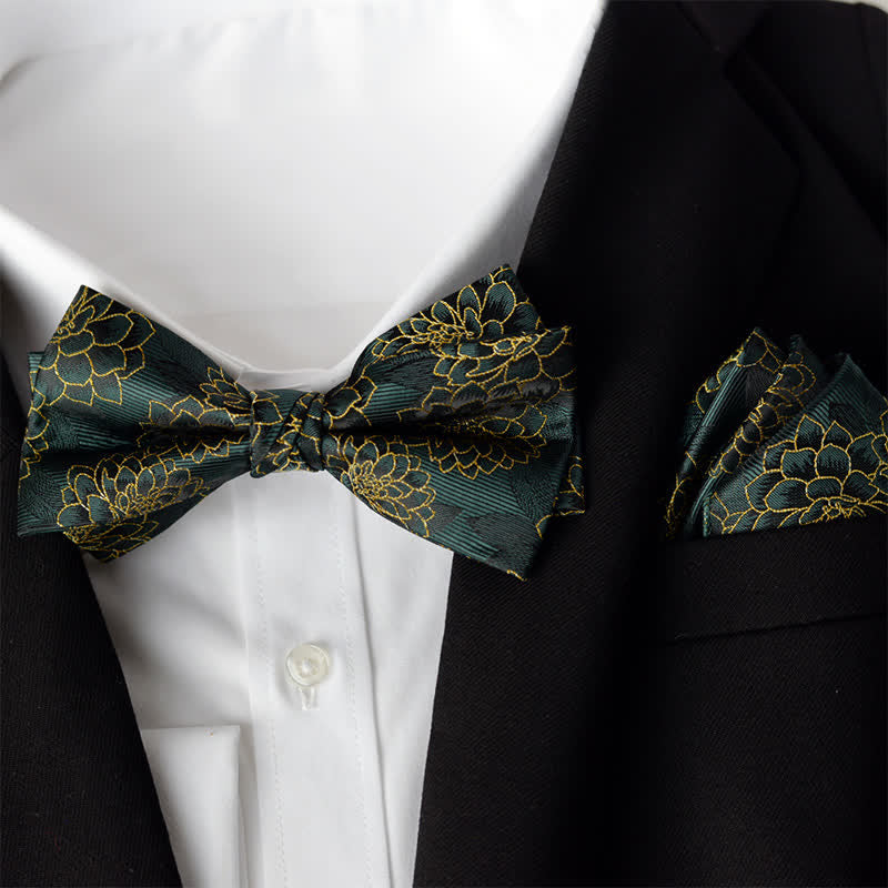 2-teiliges Set mit elegantem Einstecktuch und zweilagiger Fliege für Herren
