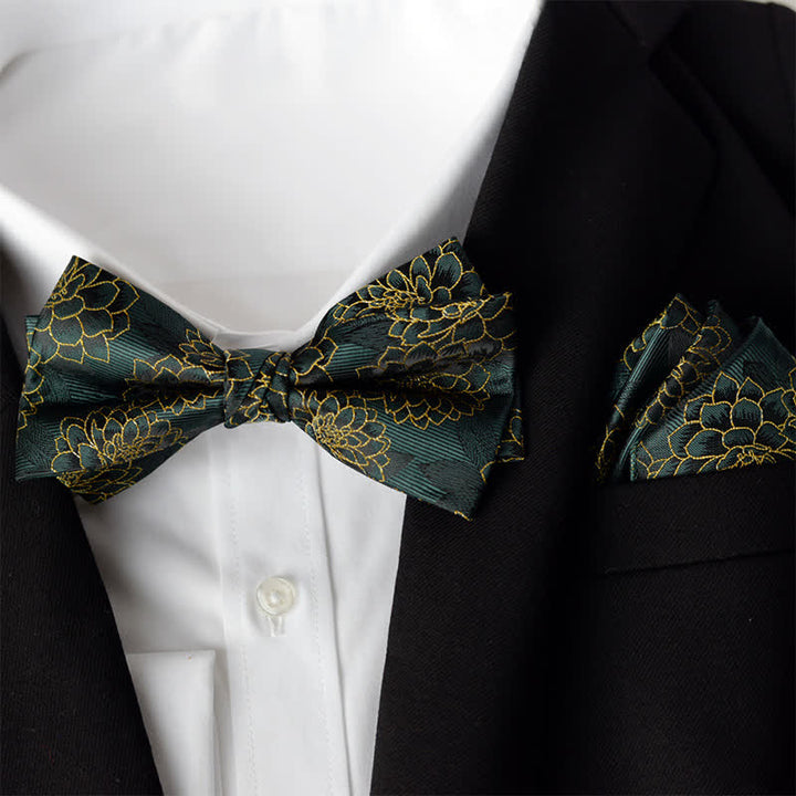 2-teiliges Set mit elegantem Einstecktuch und zweilagiger Fliege für Herren