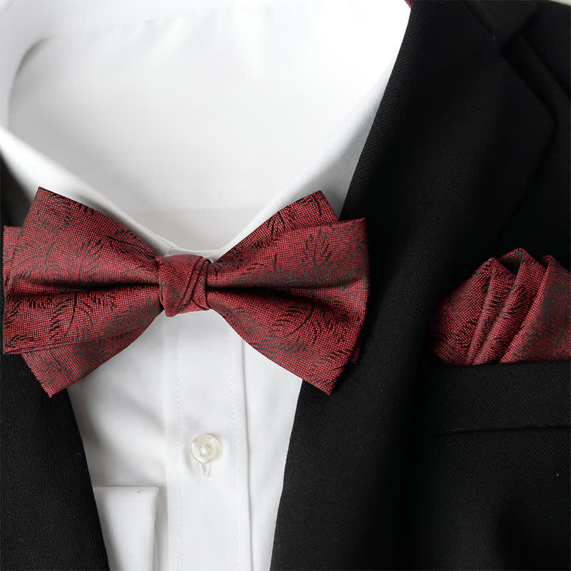 2-teiliges Set mit elegantem Einstecktuch und zweilagiger Fliege für Herren