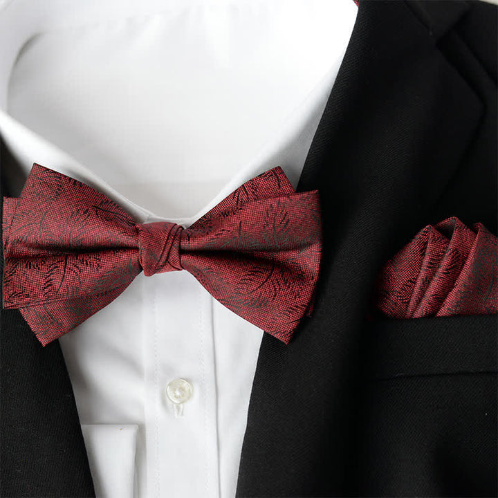 2-teiliges Set mit elegantem Einstecktuch und zweilagiger Fliege für Herren