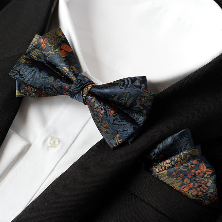 2-teiliges Set mit elegantem Einstecktuch und zweilagiger Fliege für Herren