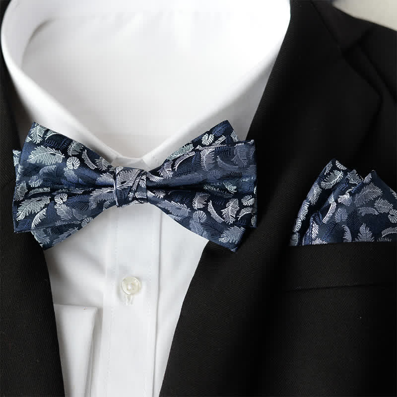 2-teiliges Set mit elegantem Einstecktuch und zweilagiger Fliege für Herren