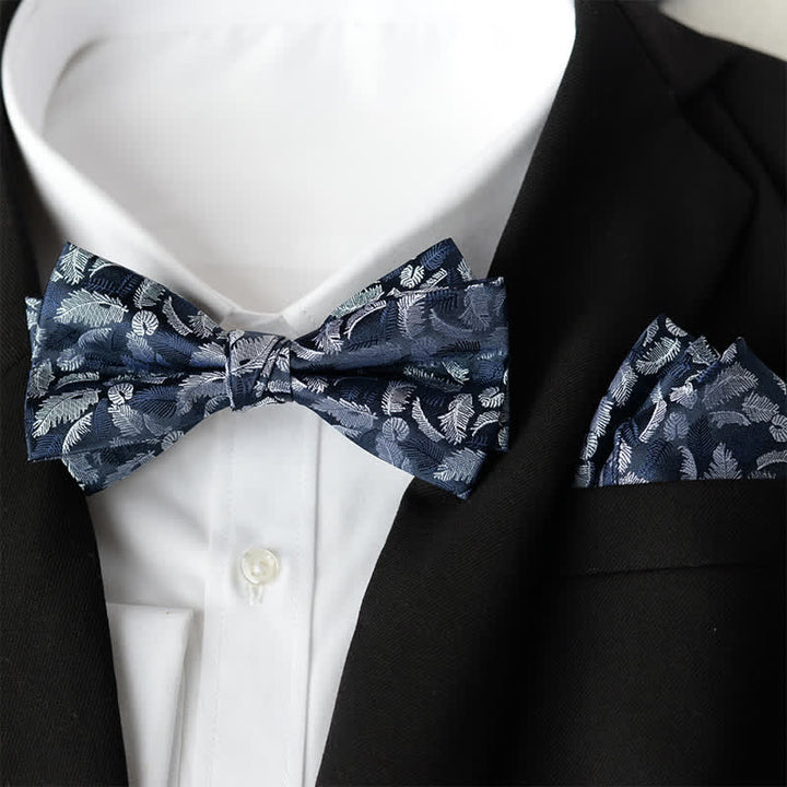 2-teiliges Set mit elegantem Einstecktuch und zweilagiger Fliege für Herren