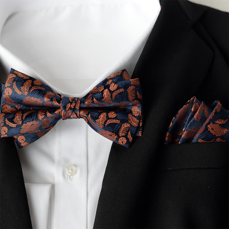 2-teiliges Set mit elegantem Einstecktuch und zweilagiger Fliege für Herren