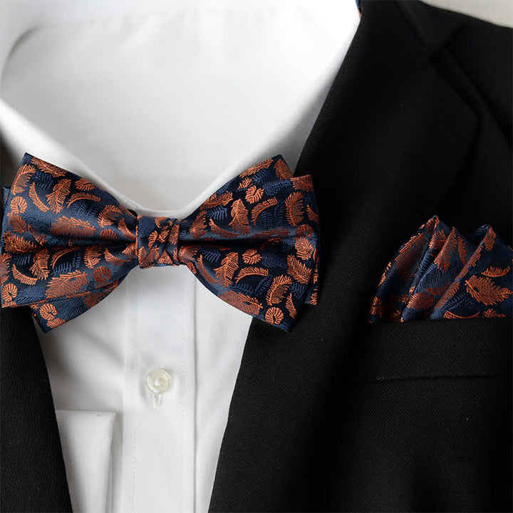 2-teiliges Set mit elegantem Einstecktuch und zweilagiger Fliege für Herren