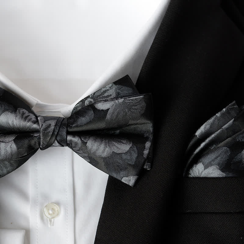 2-teiliges Set mit elegantem Einstecktuch und zweilagiger Fliege für Herren