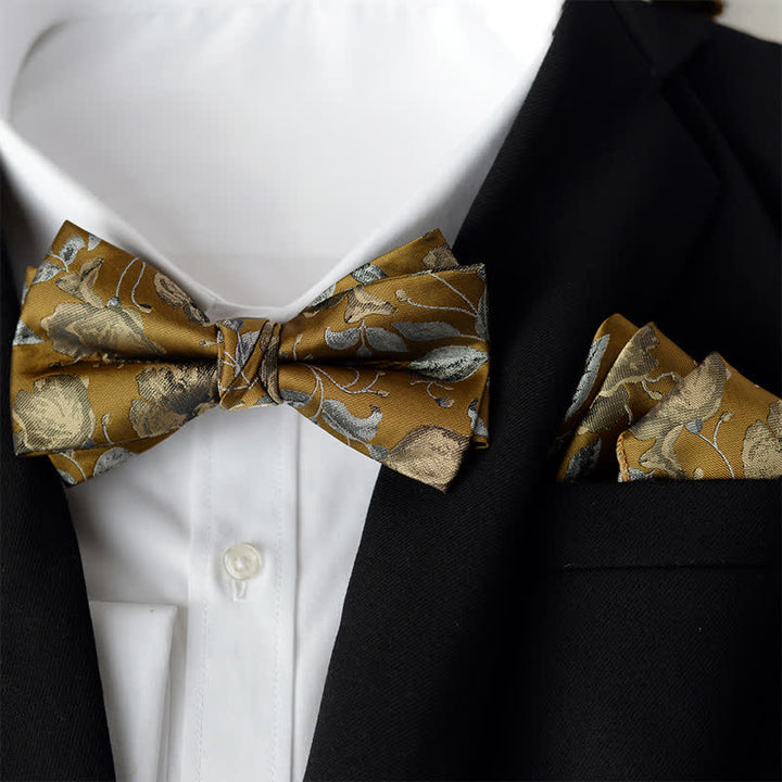2-teiliges Set mit elegantem Einstecktuch und zweilagiger Fliege für Herren