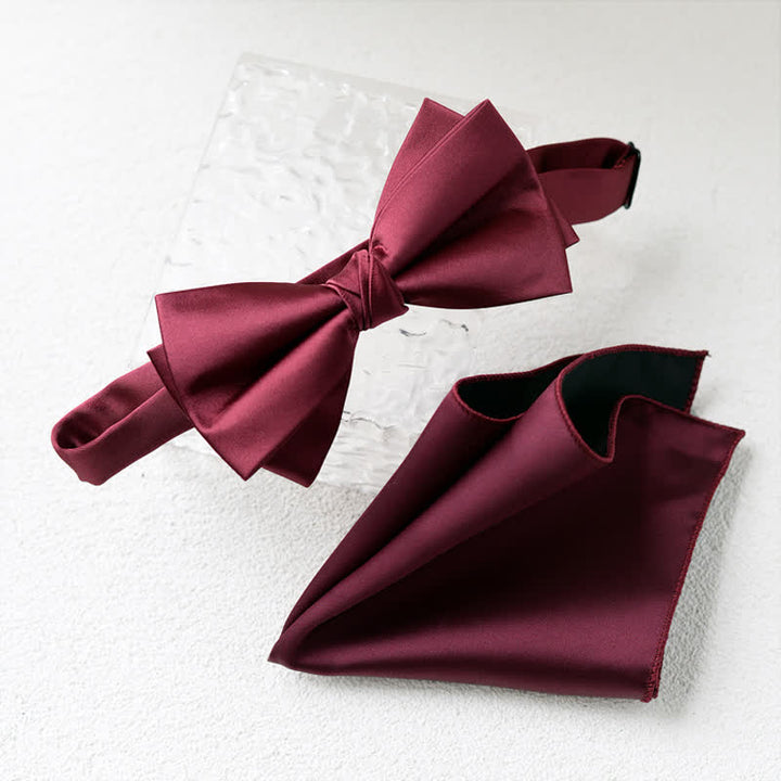 2-teiliges Set mit elegantem Einstecktuch und zweilagiger Fliege für Herren
