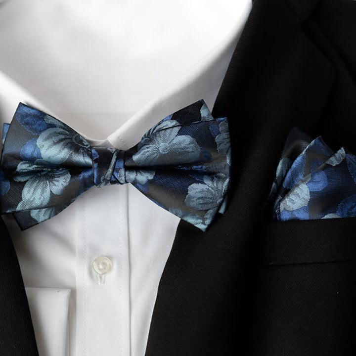 2-teiliges Set mit elegantem Einstecktuch und zweilagiger Fliege für Herren