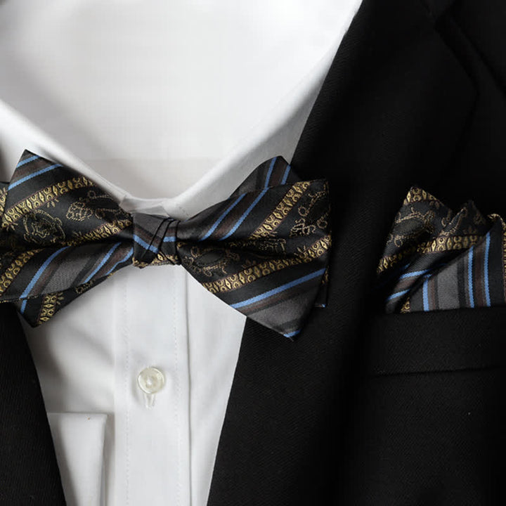 2-teiliges Set mit elegantem Einstecktuch und zweilagiger Fliege für Herren