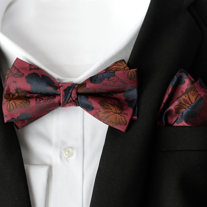 2-teiliges Set mit elegantem Einstecktuch und zweilagiger Fliege für Herren