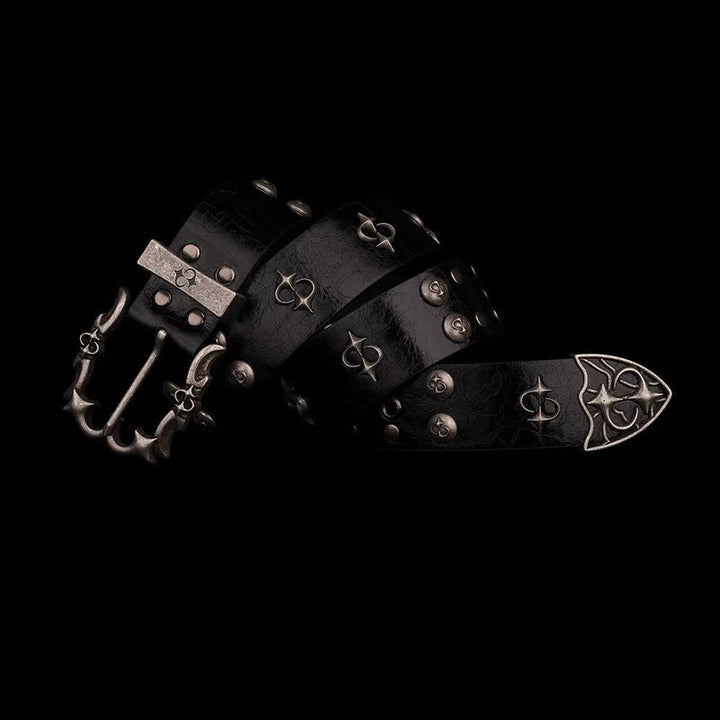 Punk Silber Nieten Design Motorrad Schwarz Ledergürtel