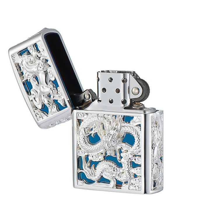 Nachfüllbares Kerosinfeuerzeug mit geprägtem 3D-Schnitzdrachen - image 2