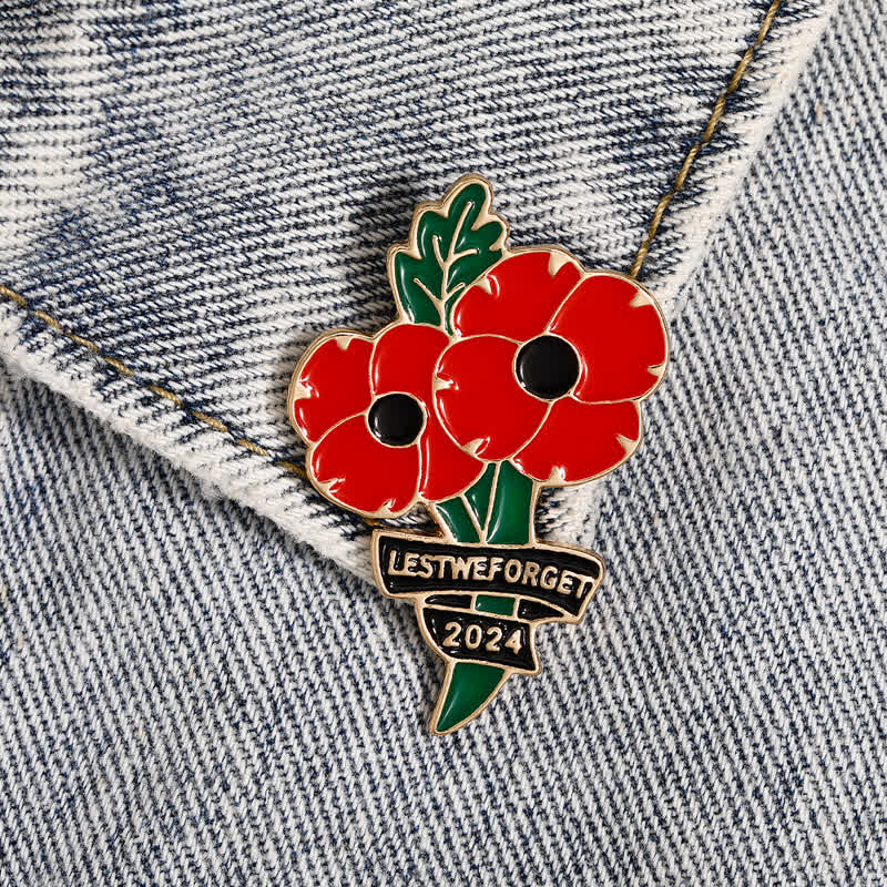 Memorial Day Schwarz Rot Mohn Lest We Forget Brosche
