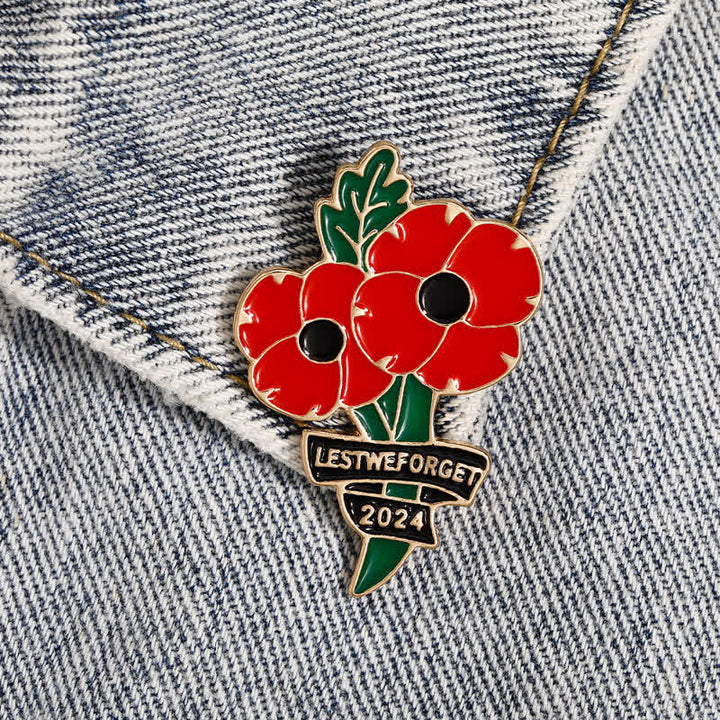 Memorial Day Schwarz Rot Mohn Lest We Forget Brosche