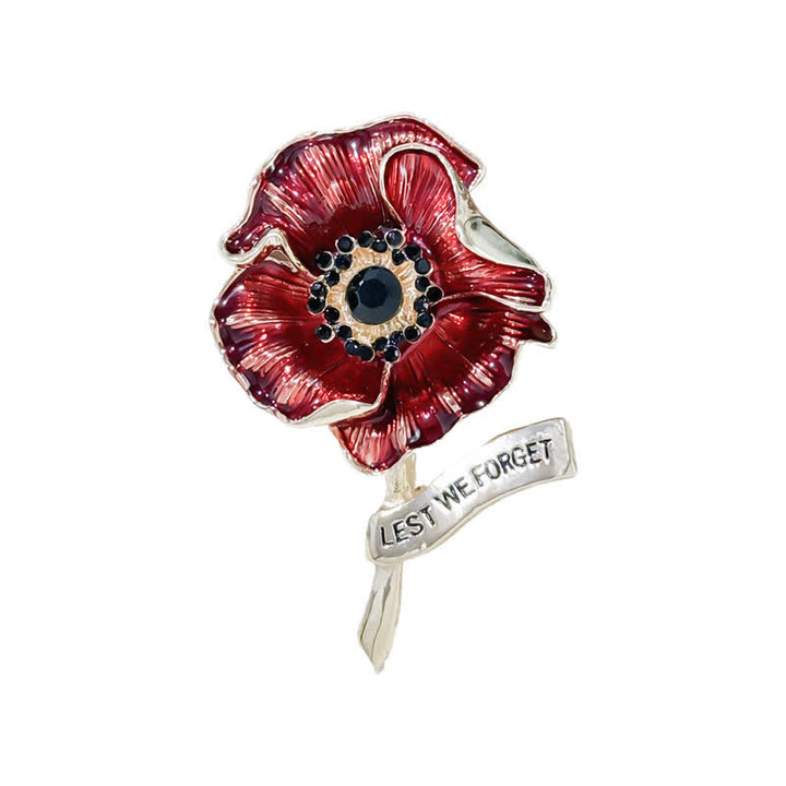 Brosche mit rotem Mohnblumenmotiv, Gedenktag, Lest We Forget