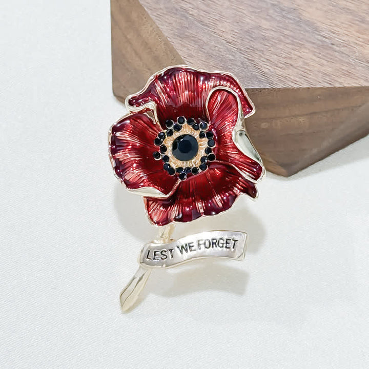 Brosche mit rotem Mohnblumenmotiv, Gedenktag, Lest We Forget