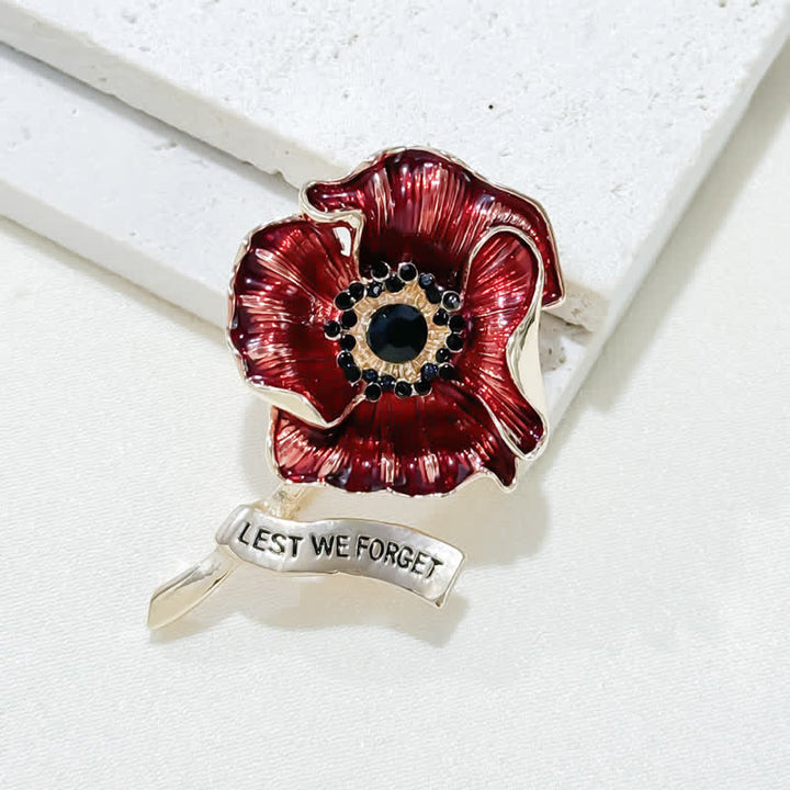 Brosche mit rotem Mohnblumenmotiv, Gedenktag, Lest We Forget