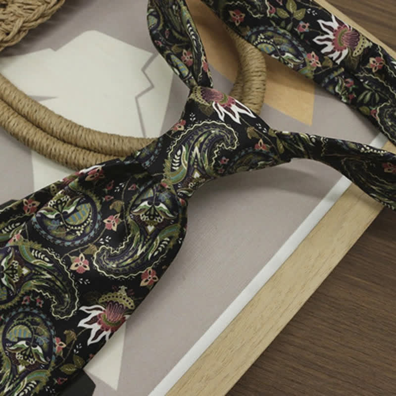 Dunkelgrüne Krawatte mit fantastischem Paisley-Druck für Herren