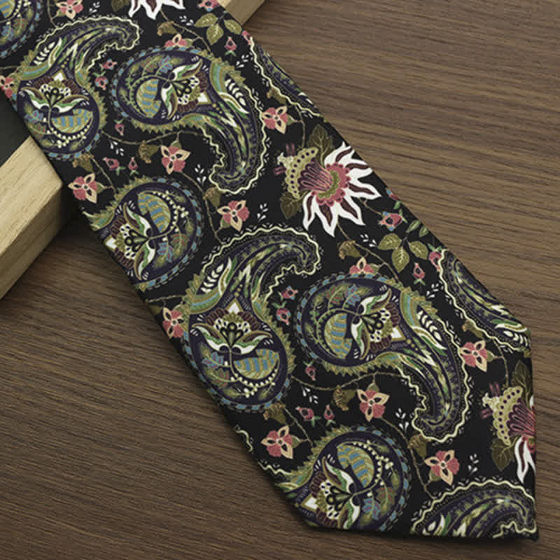Dunkelgrüne Krawatte mit fantastischem Paisley-Druck für Herren