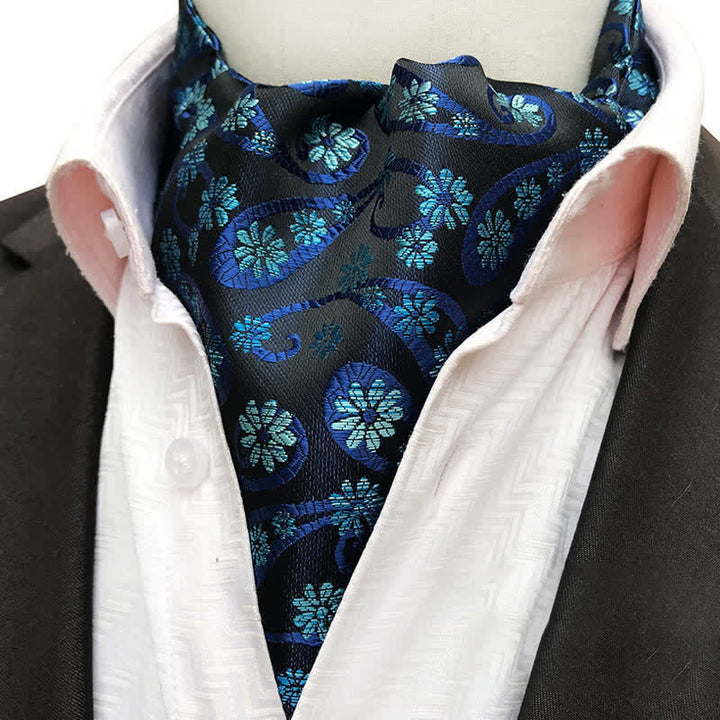 Paisley & Blumen Edle Neckwear Ascot Krawatte - Blau - image 1