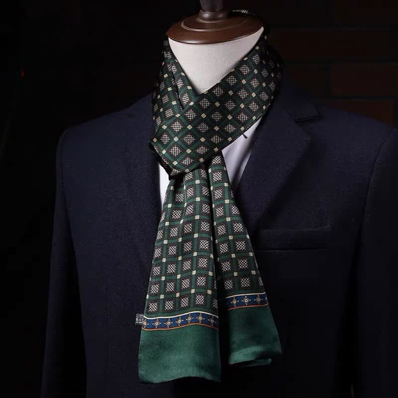 Herren-Business-Schal aus reiner Seide mit geometrischem Muster, dünn und lang. - Stil Nr. 10 - image 9