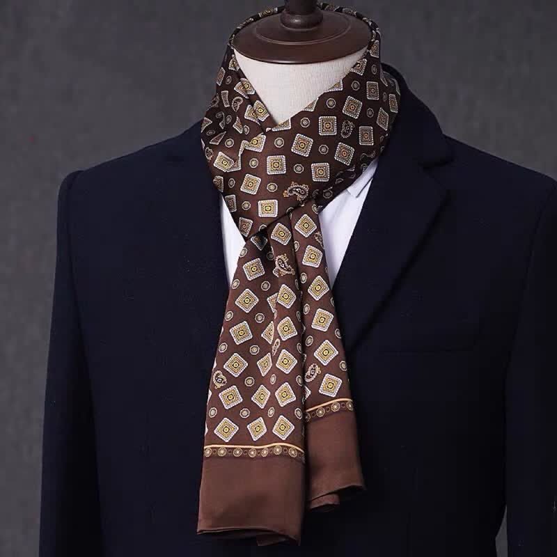 Herren-Business-Schal aus reiner Seide mit geometrischem Muster, dünn und lang. - Stil Nr. 15 - image 14