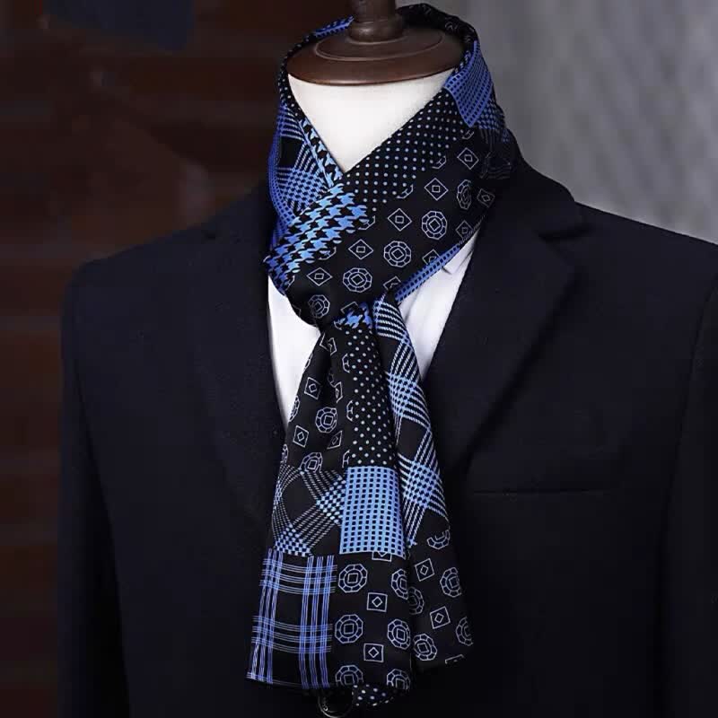Herren-Business-Schal aus reiner Seide mit geometrischem Muster, dünn und lang. - Stil Nr. 9 - image 8