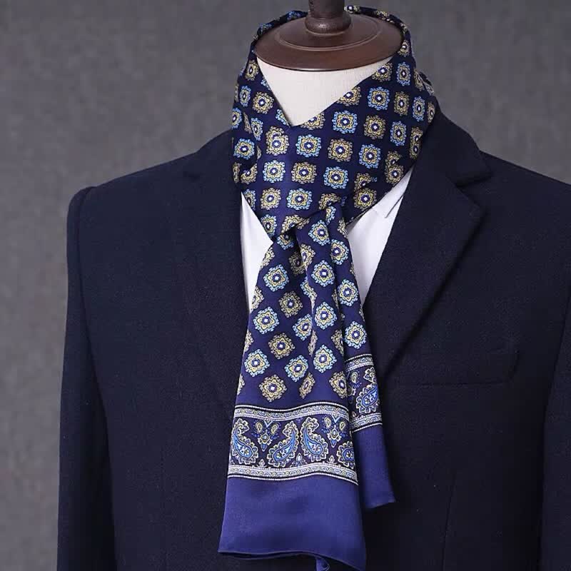 Herren-Business-Schal aus reiner Seide mit geometrischem Muster, dünn und lang. - Stil Nr. 1 - image 0