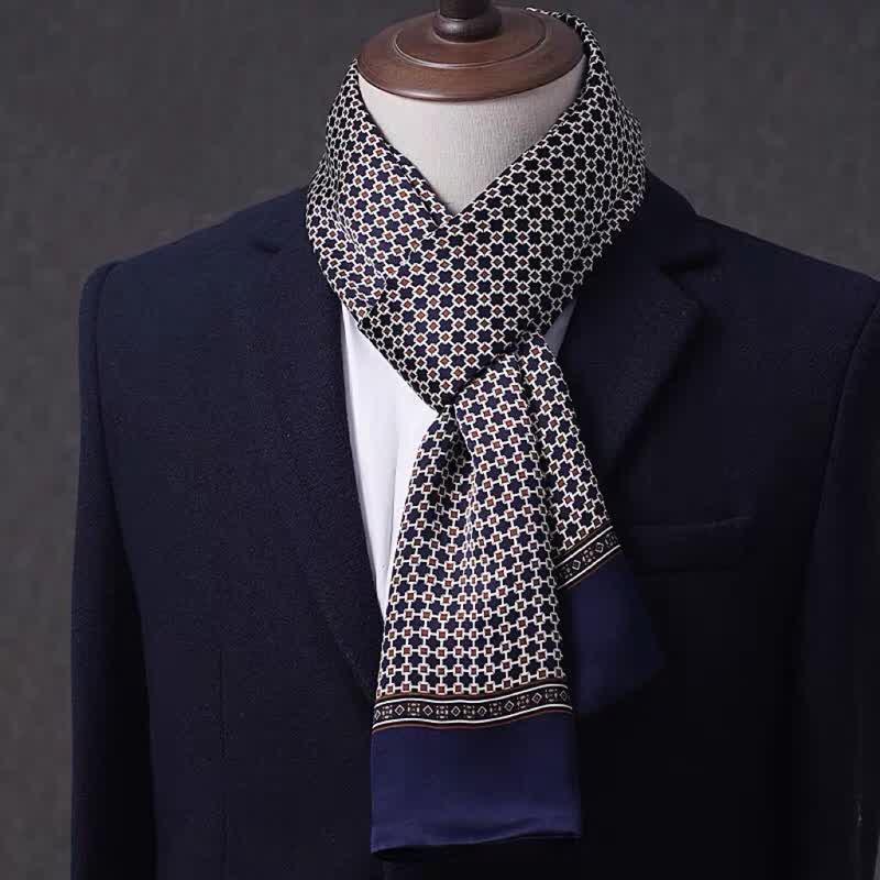 Herren-Business-Schal aus reiner Seide mit geometrischem Muster, dünn und lang. - Stil Nr. 12 - image 11