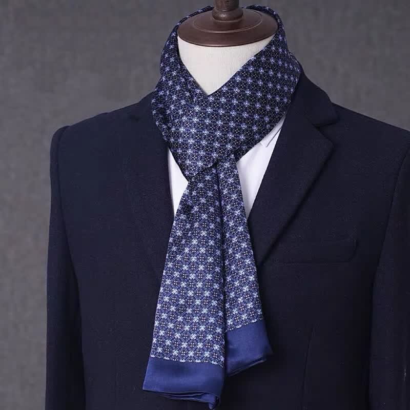 Herren-Business-Schal aus reiner Seide mit geometrischem Muster, dünn und lang. - Stil Nr. 2 - image 1
