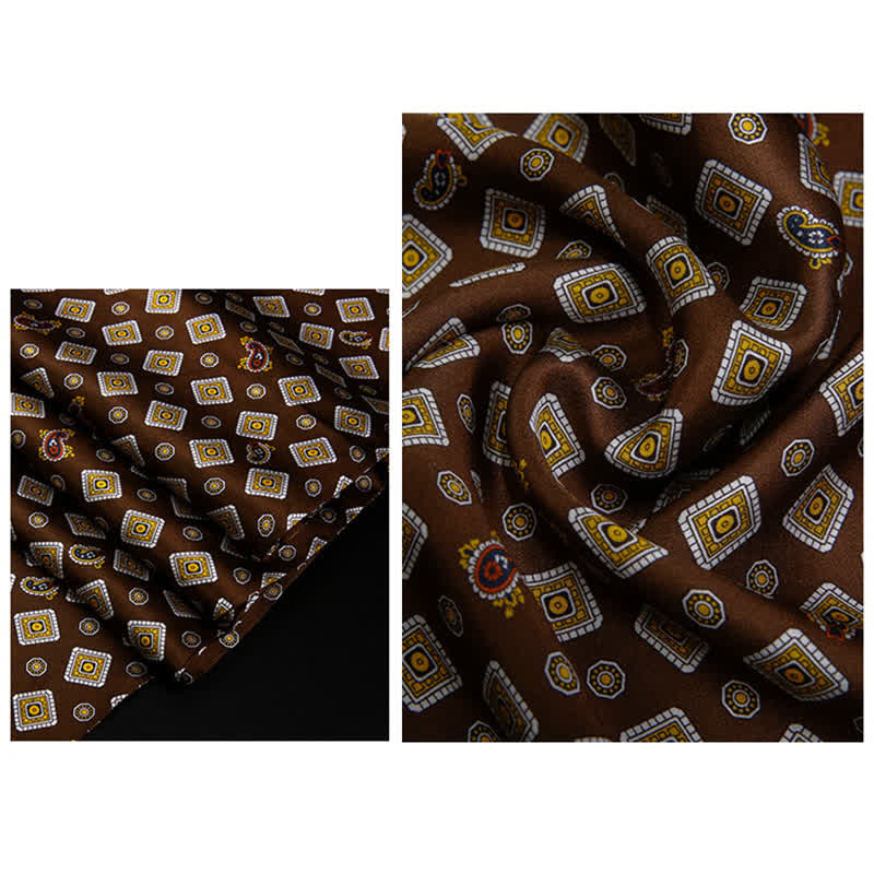 Dünner, langer Herrenschal aus reiner Seide mit sich wiederholendem quadratischem Paisleymuster