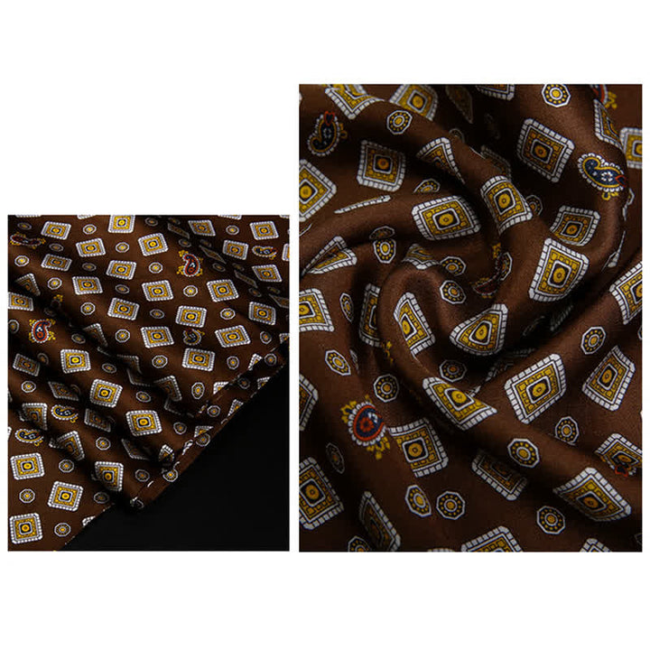 Dünner, langer Herrenschal aus reiner Seide mit sich wiederholendem quadratischem Paisleymuster