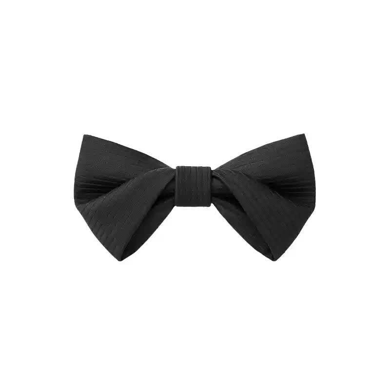 Schwarze, dezente Business-Fliege aus Twill mit marineblauen Streifen für Herren