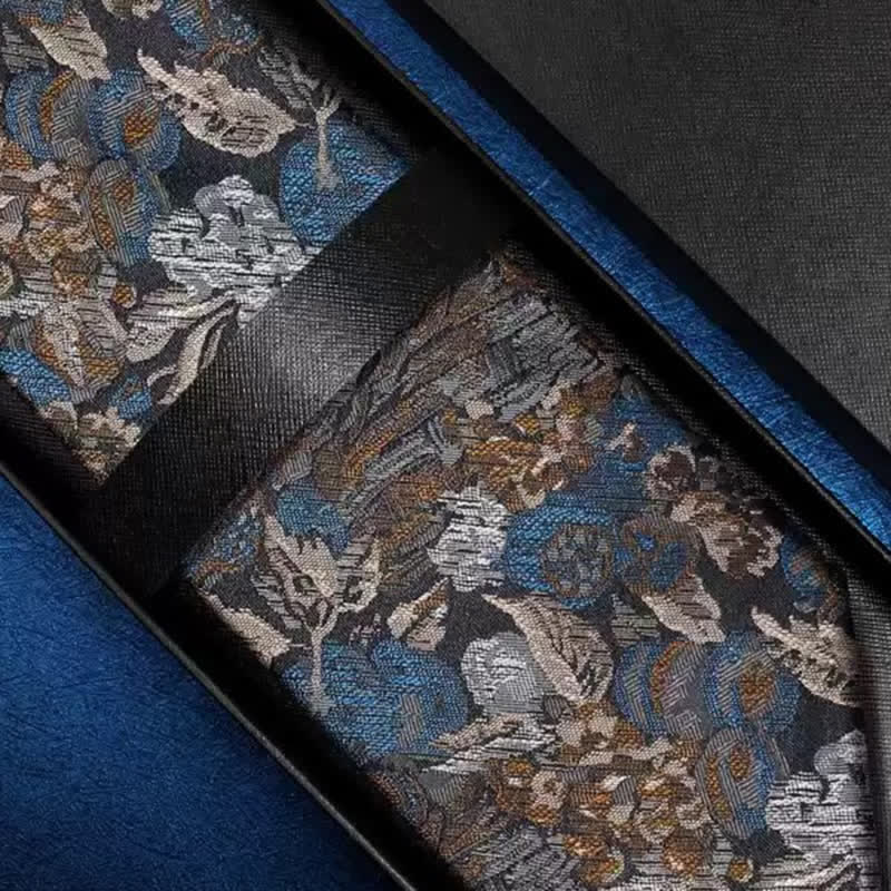 Krawatte mit Blumenmotiv „Garten in der Luft“ für Herren, Blau und Gelb